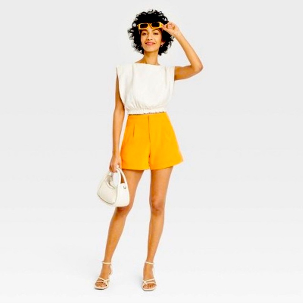 a new day Women's High Waist Orange Shorts